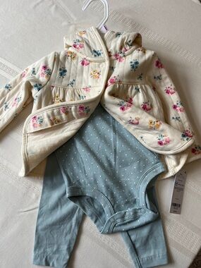 Carter's Cream Quilted Floral Hoodie with Pink and Yellow Flowers